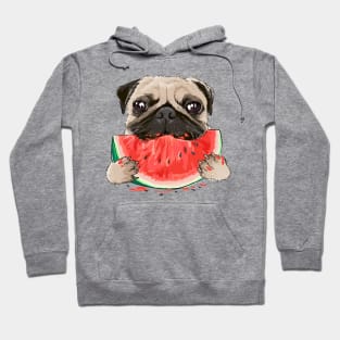 funny funny pug dog eating watermelon Hoodie